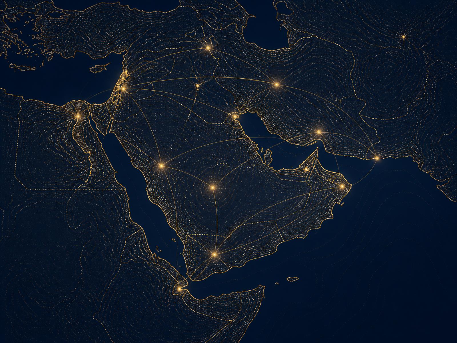Abstract map of the Middle East, Red Sea and Horn of Africa