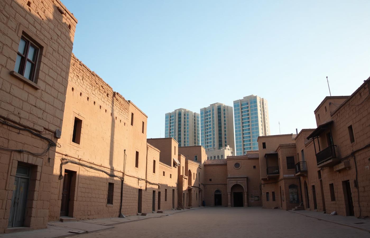 Historic and modern architecture in a Middle Eastern city